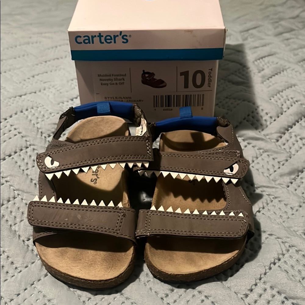 Carter's Boys Shark Sandals with Gray and Blue Accents